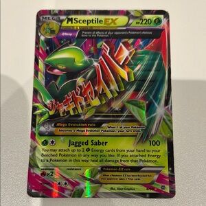 Pokemon Mega Sceptile EX Holographic Card - Green, Pink